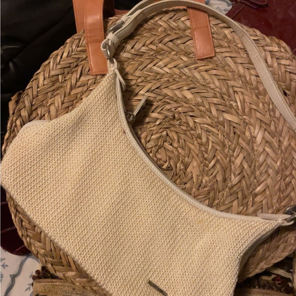 The Sak Cream and Tan Woven Shoulder Bag